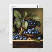 Blaubeeren auf dem Tisch Postkarte (Vorne/Hinten)