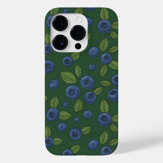 Blaubeeren auf dunkelgrün Case-Mate iPhone hülle (Rückseite)