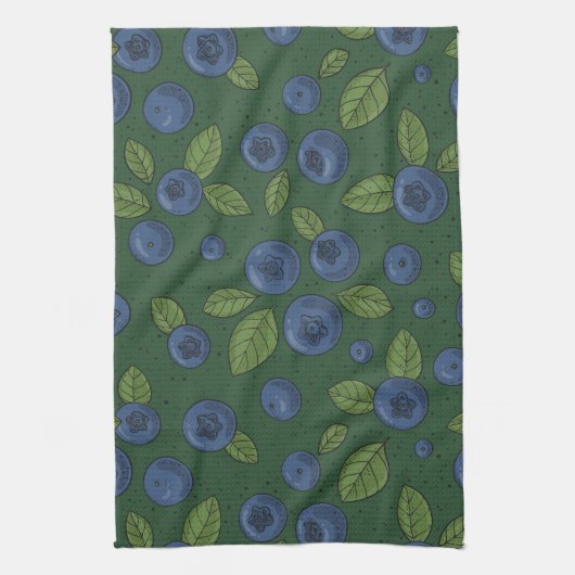 Blaubeeren auf dunkelgrün geschirrtuch (Vertikal)