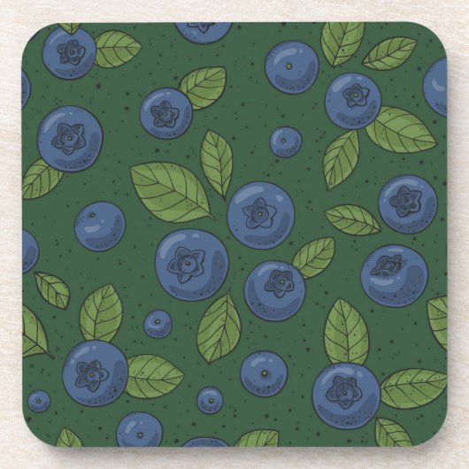 Blaubeeren auf dunkelgrün getränkeuntersetzer (Vorderseite)