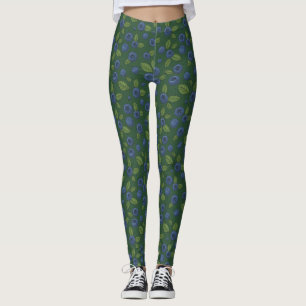 Blaubeeren auf dunkelgrün leggings