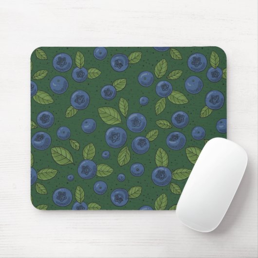 Blaubeeren auf dunkelgrün mousepad (Mit Mouse)