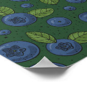 Blaubeeren auf dunkelgrün poster (Ecke)