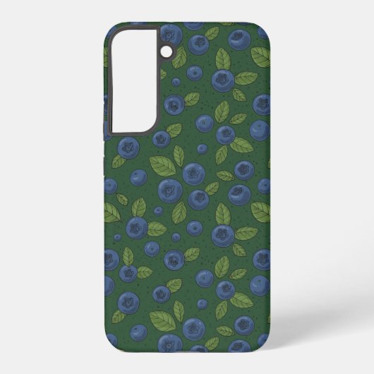 Blaubeeren auf dunkelgrün samsung galaxy hülle (Rückseite)