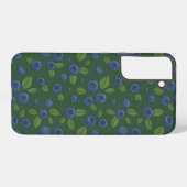 Blaubeeren auf dunkelgrün samsung galaxy hülle (Rückseite (Horizontal))