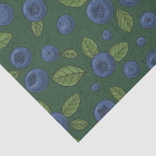 Blaubeeren auf dunkelgrün seidenpapier (Ausschnitt)