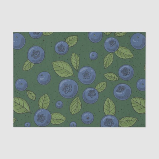 Blaubeeren auf dunkelgrün seidenpapier (Vorderseite)