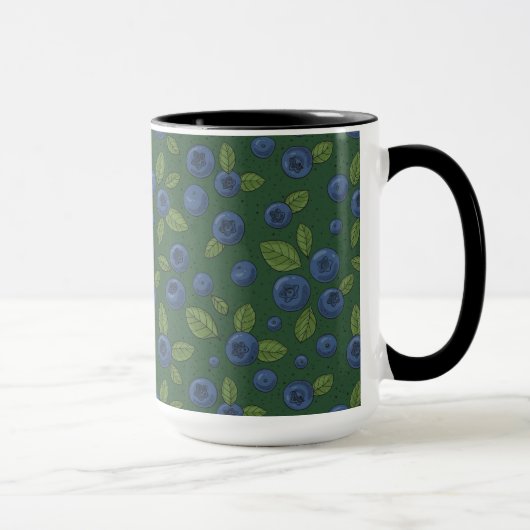 Blaubeeren auf dunkelgrün tasse (Rechts)