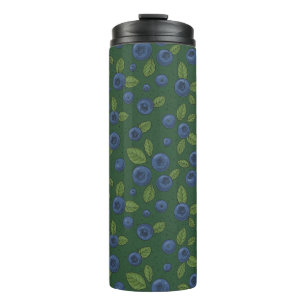 Blaubeeren auf dunkelgrün thermosbecher