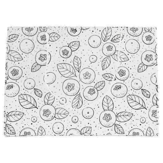 Blaubeeren auf schwarz und weiß große geschenktüte (Vorderseite)