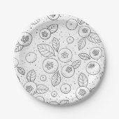 Blaubeeren auf schwarz und weiß pappteller (Vorderseite)