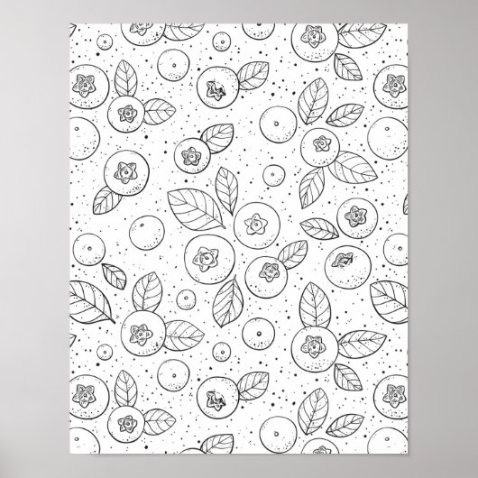 Blaubeeren auf schwarz und weiß poster (Vorne)