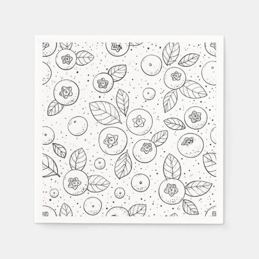 Blaubeeren auf schwarz und weiß serviette (Vorderseite)
