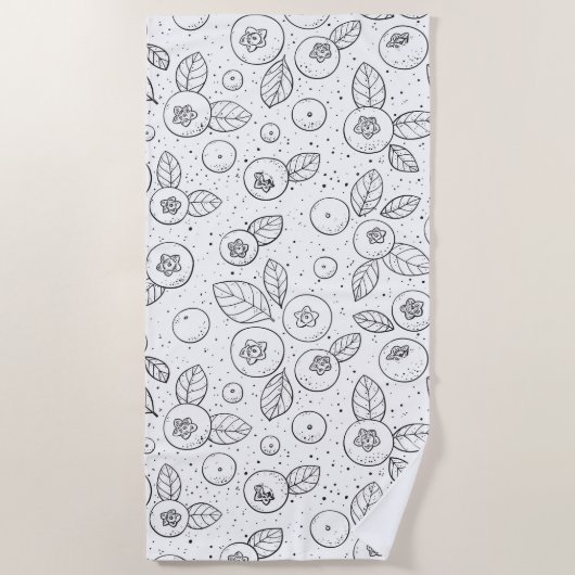 Blaubeeren auf schwarz und weiß strandtuch (Vorderseite)