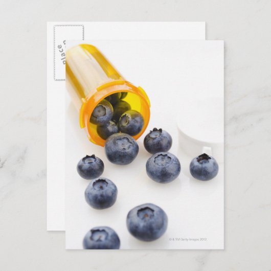 Blaubeeren aus verschreibungspflichtiger Flasche Postkarte (Vorne/Hinten)