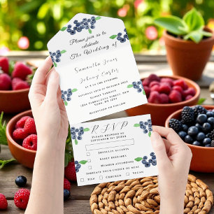 Blaubeeren Beeren Frucht Elegante Rustikale Hochze All In One Einladung