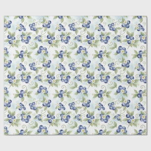 Blaubeeren, Blätter, Blaubeerblüten Aquarell  Geschenkpapier