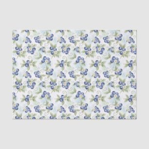 Blaubeeren, Blätter, Blaubeerblüten Aquarell Seidenpapier