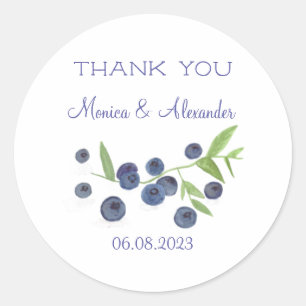 Blaubeeren Blaubeer Früchte Hochzeit Danke  Runder Aufkleber