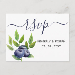 Blaubeeren-Blaubeeren-Hochzeit Rsvp Einladungspostkarte