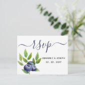 Blaubeeren-Blaubeeren-Hochzeit Rsvp Einladungspostkarte (Stehend Vorderseite)