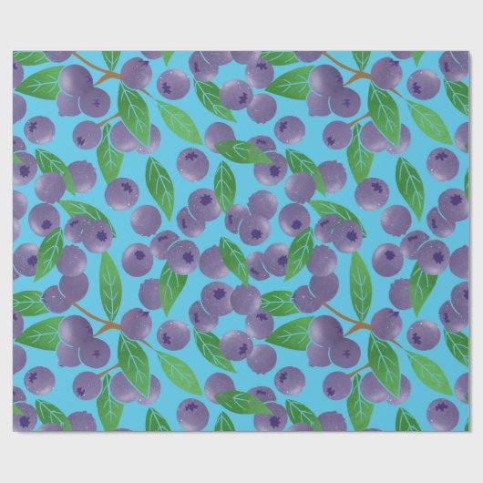 Blaubeeren - blauer Hintergrund Geschenkpapier (Flach)