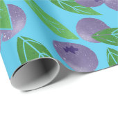 Blaubeeren - blauer Hintergrund Geschenkpapier (Rolleneckpunkt)