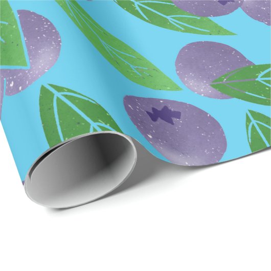 Blaubeeren - blauer Hintergrund Geschenkpapier (Rolleneckpunkt)