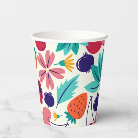 Blaubeeren Erdbeeren Berry Pappbecher (Rückseite)