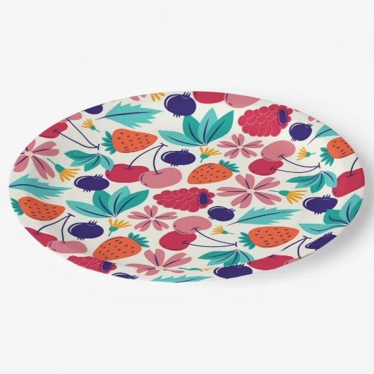 Blaubeeren Erdbeeren Berry Pappteller (Schrägansicht)