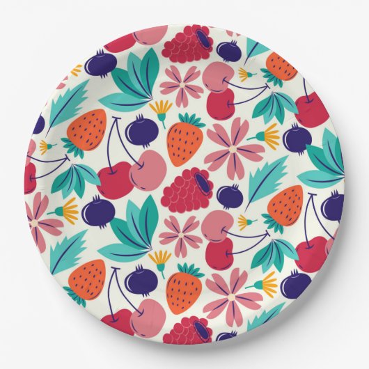 Blaubeeren Erdbeeren Berry Pappteller (Vorderseite)