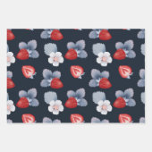Blaubeeren-Erdbeeren-Teekontrollmuster blau Geschenkpapier Set (Vorderseite 3)
