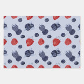 Blaubeeren-Erdbeeren-Teekontrollmuster blau Geschenkpapier Set (Vorderseite 2)
