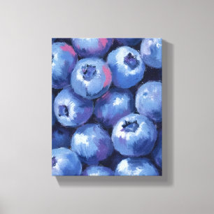Blaubeeren   Frucht Aquarell Gemalt Leinwanddruck