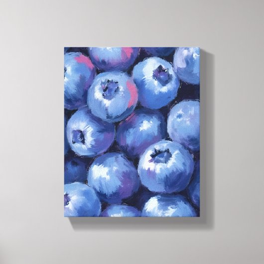 Blaubeeren | Frucht Aquarell Gemalt Leinwanddruck (Vorderseite)