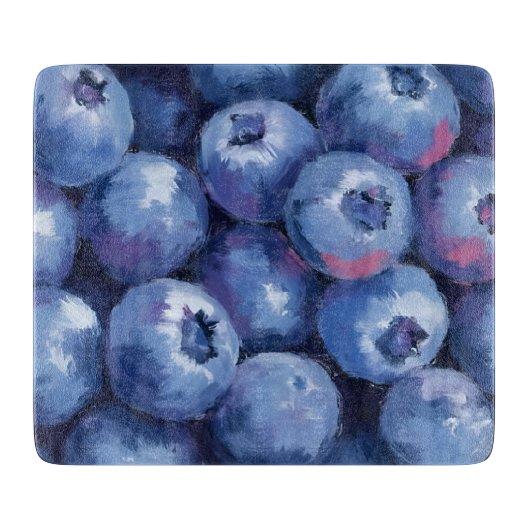 Blaubeeren | Frucht Aquarell Gemalt Schneidebrett (Vorderseite)