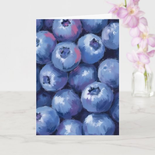 Blaubeeren | Frucht Aquarell Gemalte Karte (Orchidee)