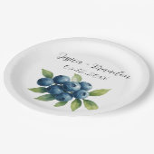Blaubeeren Frucht Blaubeere Aquarell Hochzeit Pappteller (Schrägansicht)