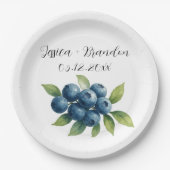 Blaubeeren Frucht Blaubeere Aquarell Hochzeit Pappteller (Vorderseite)