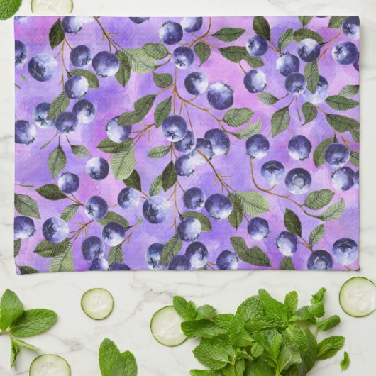 Blaubeeren geschirrtuch (Gefaltet)