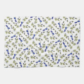 Blaubeeren - gestemmte Blätter Weißer Hintergrund Geschirrtuch (Horizontal)