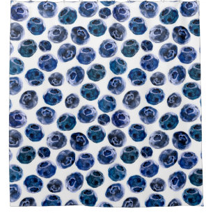 Blaubeeren: illustrierte Wasserfarbe. Duschvorhang