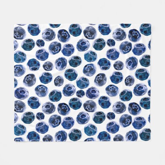 Blaubeeren: illustrierte Wasserfarbe. Fleecedecke (Vorderseite (Horizontal))