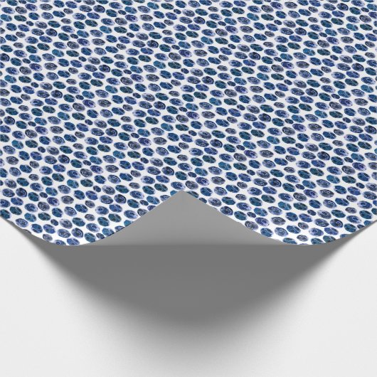 Blaubeeren: illustrierte Wasserfarbe. Geschenkpapier (Ecke)