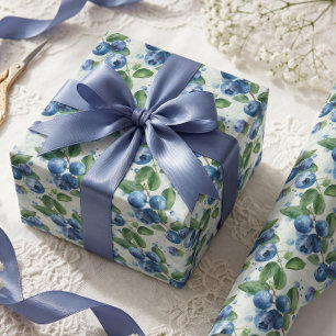 Blaubeeren im Wasserfarblook Geschenkpapier