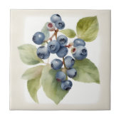 Blaubeeren in Aquarellfarbe Fliese (Vorderseite)