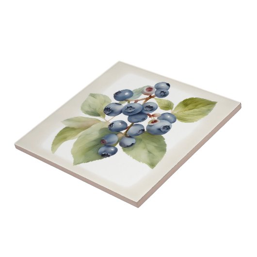 Blaubeeren in Aquarellfarbe Fliese (Seite)