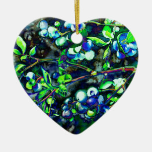 Blaubeeren Keramik Ornament