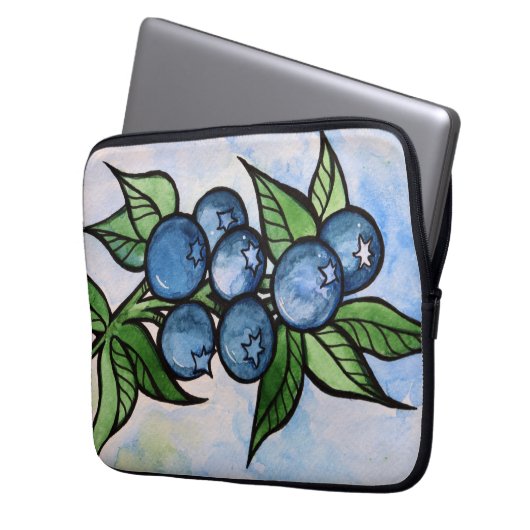 Blaubeeren Laptopschutzhülle (Vorderseite Links)