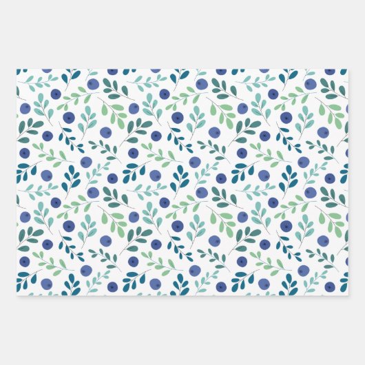 Blaubeeren mit Muster für grüne Blätter (Vorderseite 2)